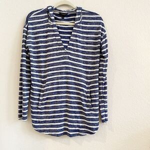 Banana Republic Luxespun Blue Striped L/S Pullover Hoodie Shirt‎ with Pocket S